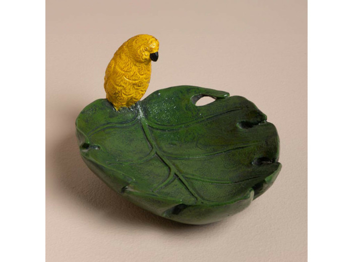 Vide poche feuille perroquet jaune 16x8x12cm