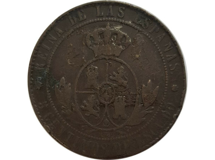 ESPAGNE 5 CENTIMOS 1868 OM étoile à 8 pointes TB