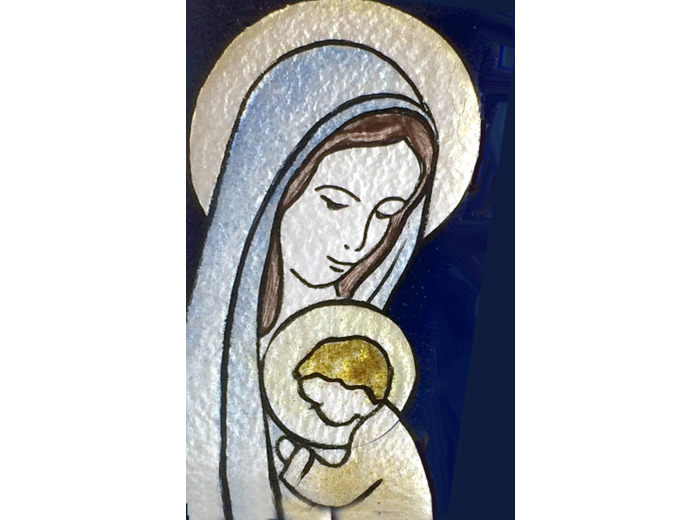 Mère et Fils bleu 7X4cm - EMAUX DU LIBAN