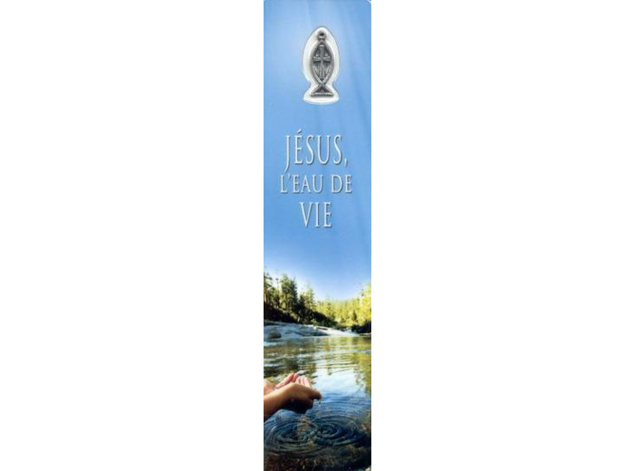 Signet plastifié avec médaille sous sachet- JESUS L'EAU DE VIE