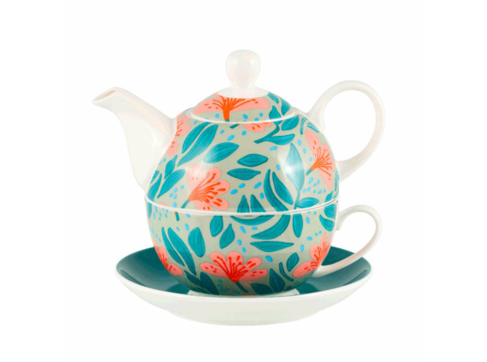 THEIERE ET TASSE SOLITAIRE FLEURS DE CERISIERS