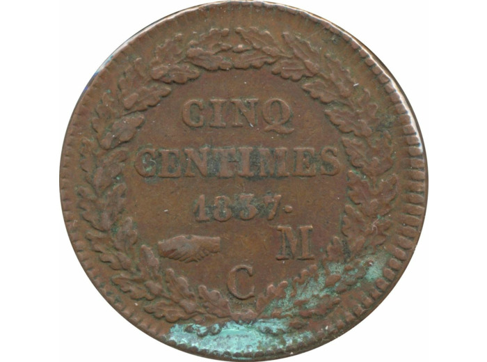 MONACO 5 CENTIMES 1837 MC TB+ N2