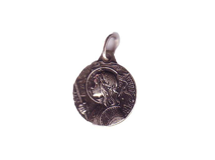 Médaille 18mm en Métal Argenté -  JEANNE D'ARC