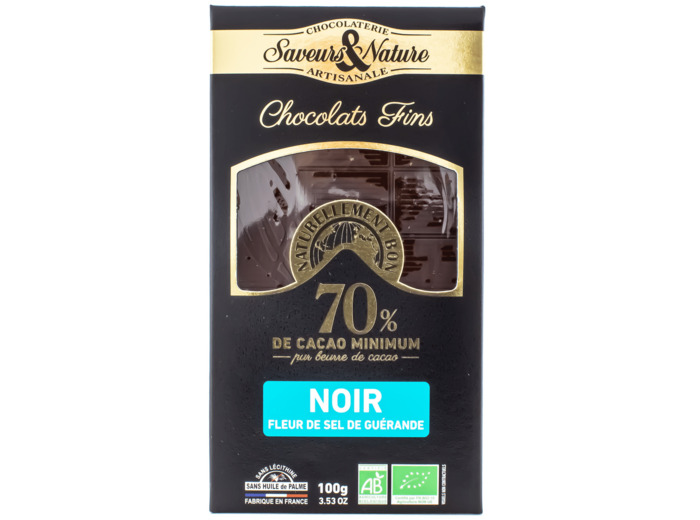 Chocolat Noir 70% Fleur de Sel Bio 80g