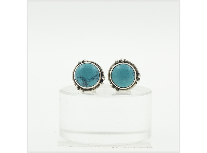 Puces Turquoise en argent massif