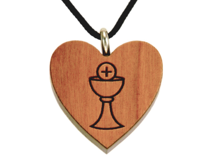 Coeur en Bois d'Erable Vernis 2,5cm avec Cordon - CALICE