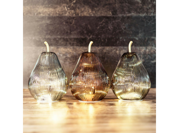 Lot de trois lampes Demona poire led en verre 15x15x23cm