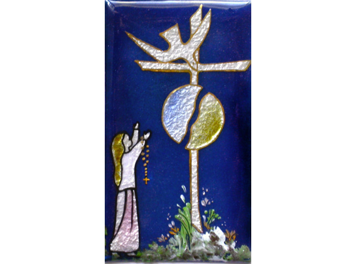 Communiante et croix Fille 9,5X5,5cm - EMAUX DU LIBAN