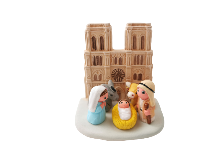 CRECHE en céramique BLOC 8x7cm - ND de PARIS