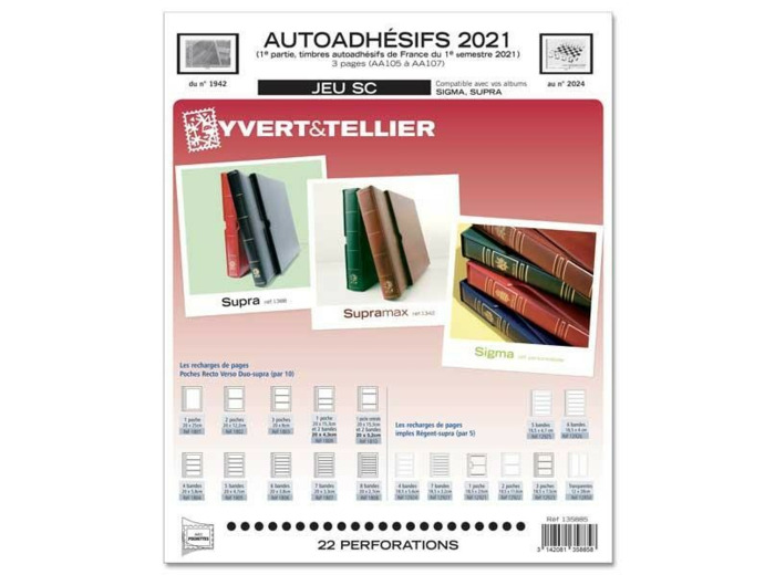 FEUILLE COMPLEMENTAIRE FRANCE 2021 SC 1re partie AUTOADHESIFS (AVEC POCHETTE)