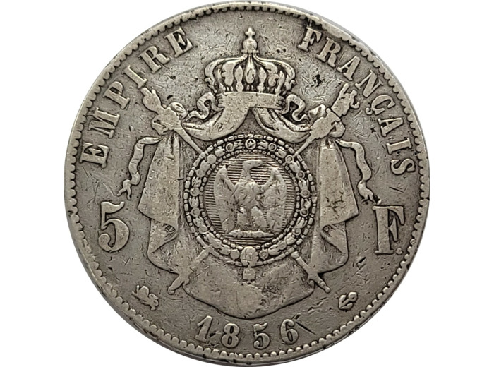 FRANCE 5 FRANCS NAPOLEON III 1856 D (Lyon) TB (G734)