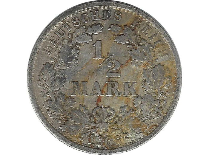 ALLEMAGNE 1/2 MARK 1906 J TB+