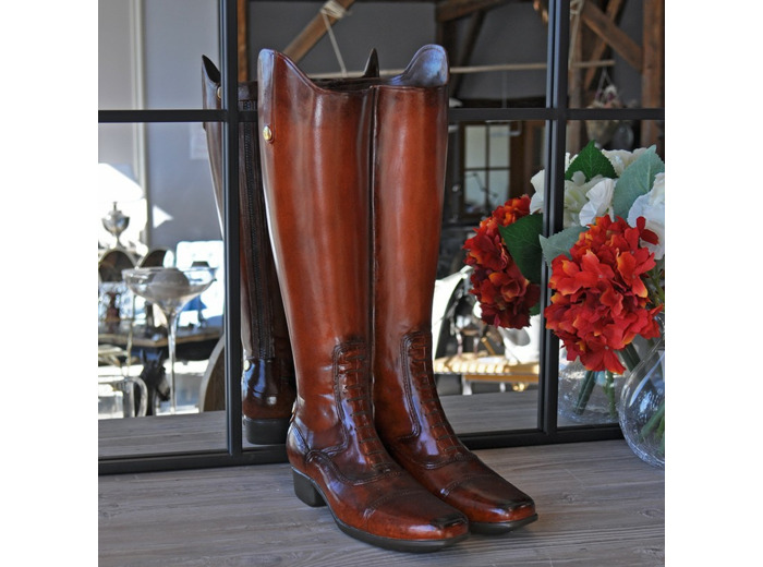 Porte parapluie bottes cavalier résine 49x21x30cm