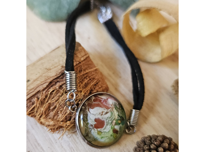 Bracelet en cordon avec pendentif et base ronde (20 mm) en acier inoxydable