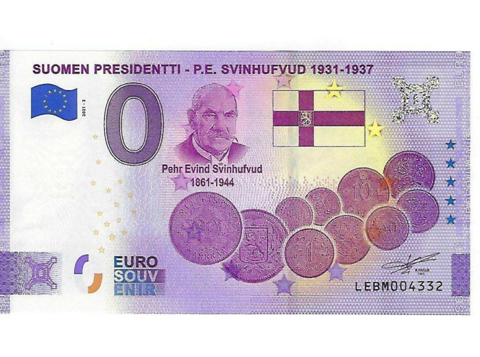 FINLANDE 2021-3 PRESIDENTTI P-E SVINHUFVUD 1931-1937 ANNIVERSAIRE BILLET 0 EURO