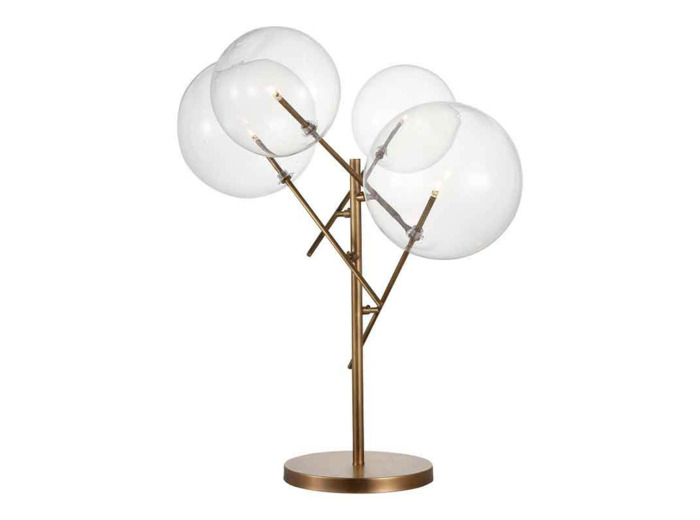 Lampe 4 boules métal verre doré