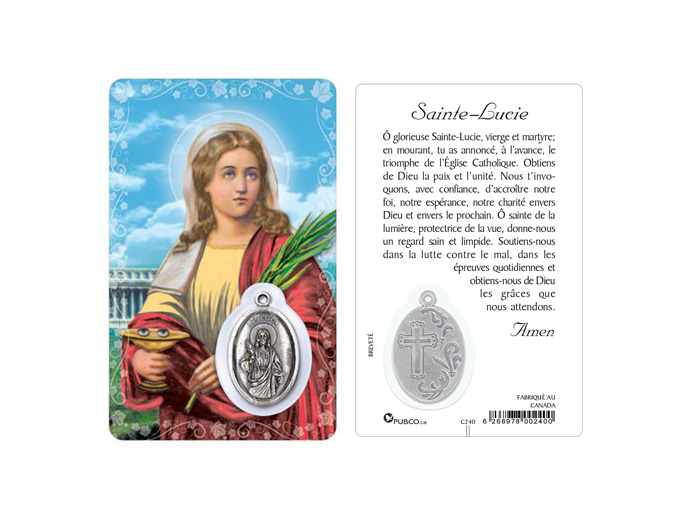 Carte-prière avec insertion STE LUCIE