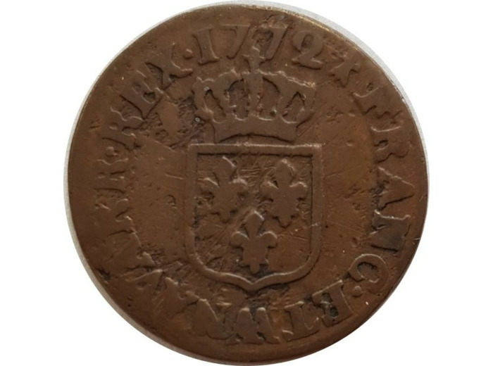 LOUIS XV ( 1715-1774 ) LIARD A LA VIEILLE TETE 1772 AA (Metz) TB-