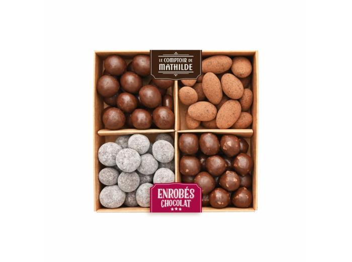 Coffret Enrobés Chocolat Assortiment de Perles et Fruits Secs 200G