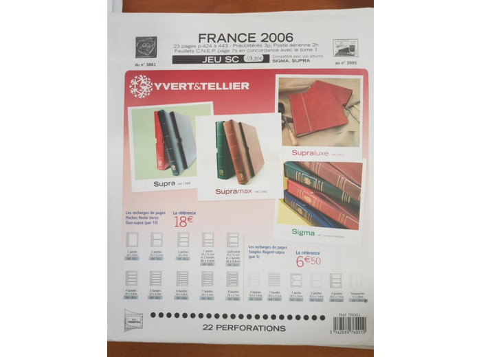 FEUILLE COMPLEMENTAIRE FRANCE SC 2006 23 PAGES (AVEC POCHETTE) YVERT ET TELLIER
