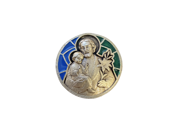 Magnet en métal relief 30mm - Bicolore - Saint Joseph