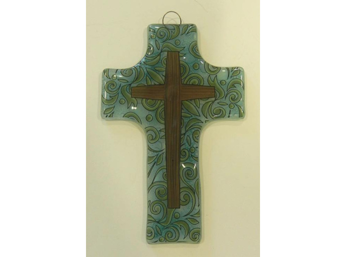 Croix en verre 8x12cm- CROIX MARRON