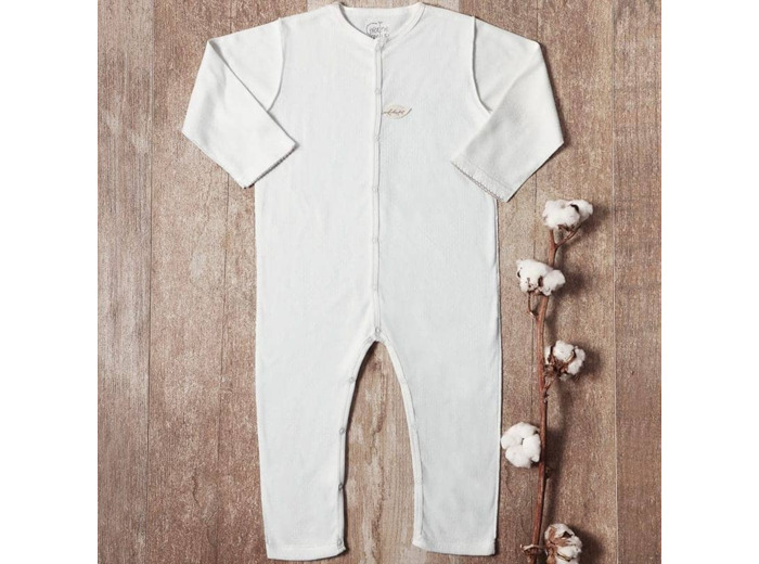 Pyjama Sans Pied Maille Ajourée En Coton Bio