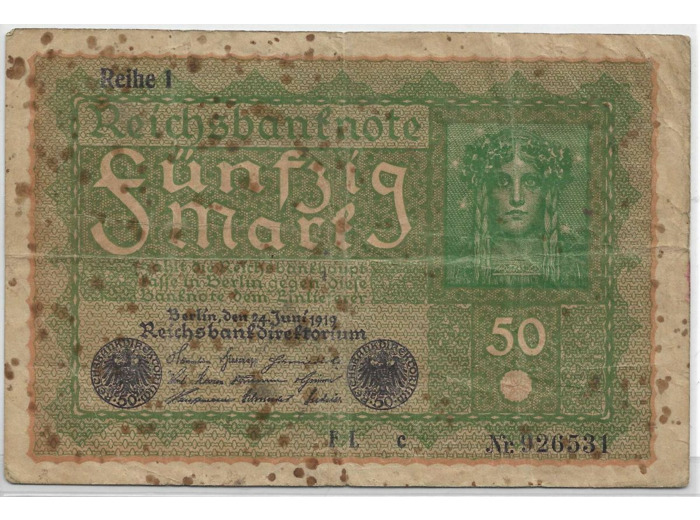 ALLEMAGNE 50 MARK 24/06/1919 SERIE FLc TB