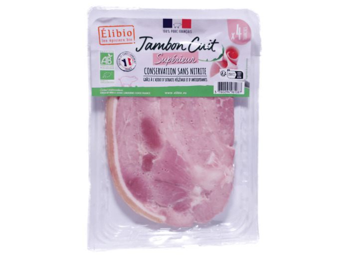 Jambon Cuit Supérieur Sans Nitrite Bio 4 Tranches