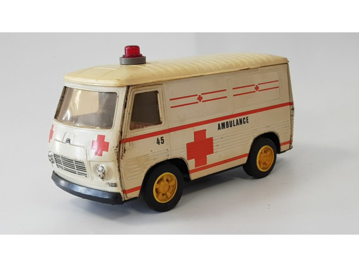 PEUGEOT J7 AMBULANCE A FRICTION JOUSTRA EN TOLE ET PLASTIQUE SANS BOITE