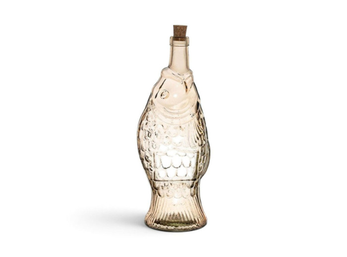 Bouteille carafe verre poisson rose 33x12x12cm