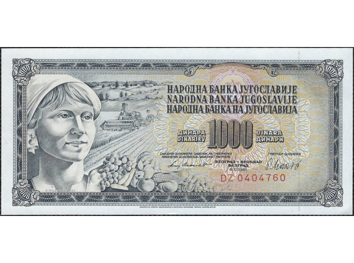 YOUGOSLAVIE 1000 DINARA 4-11-1981 SERIE DZ NEUF (W92d)
