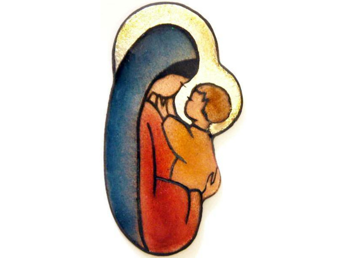 Vierge ovale Plexi, or, et support 6cm - EMAUX DU LIBAN