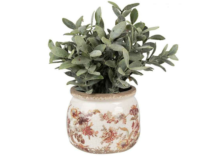 Pot de fleurs céramique beige rose 12x12x10cm