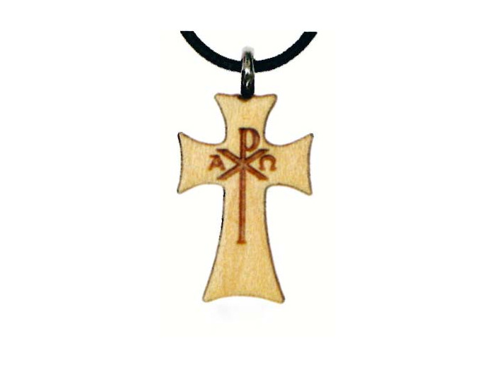 Croix en Bois d'Erable Vernis 2,5cm avec Cordon - PAX