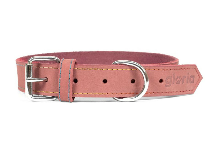 Collier en NUBUCK, Rose pour chiens - 45 cm x 18 mm