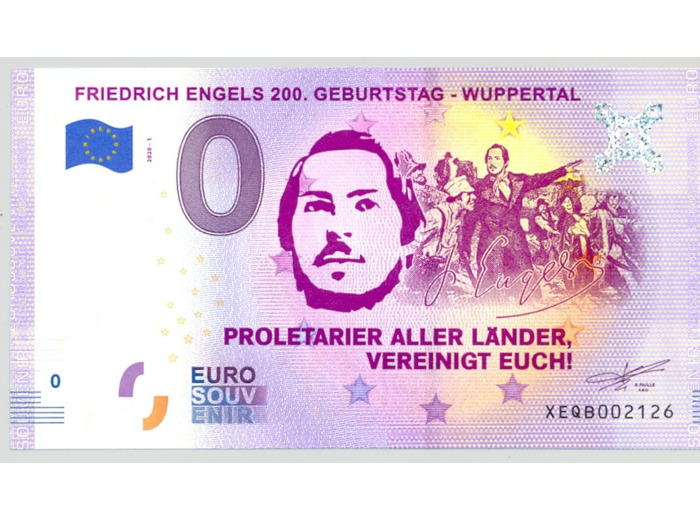 ALLEMAGNE 2020-1 FRIEDRICH ENGELS 200 BILLET SOUVENIR 0 EURO TOURISTIQUE NEUF