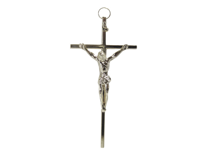 Crucifix en Métal Argenté 10,5cm
