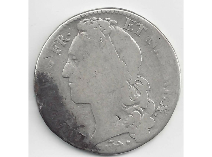 LOUIS XV (1715-1774) 1/2  ECU AU BANDEAU 1750 L (BAYONNE) B