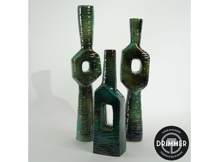 Ensemble 3 vases Arequipa vert 14x7x52cm