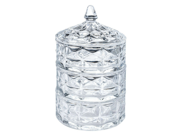 Bonbonnière couvercle verre transparent 13x13x23cm