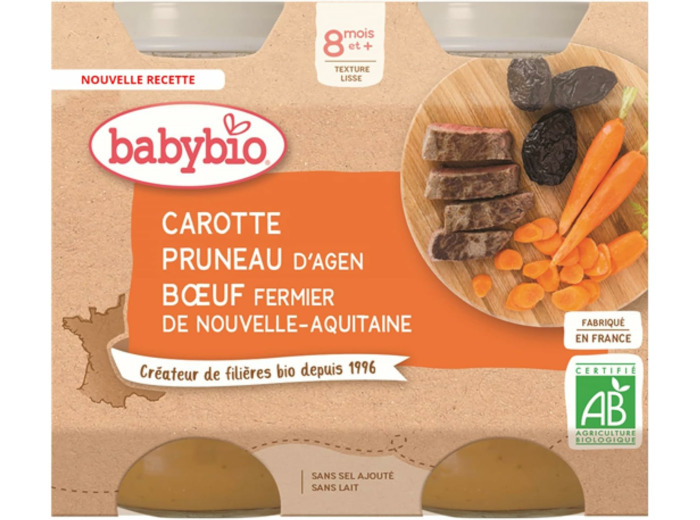 Carotte pruneau boeuf pot 2x200g Babybio