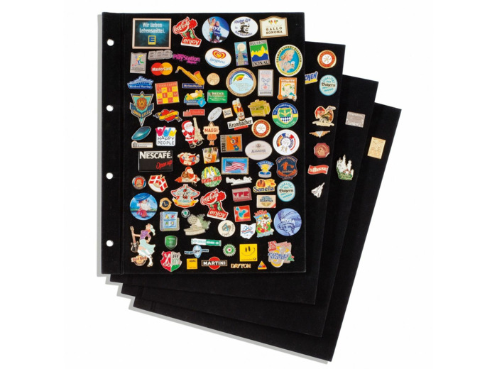 FEUILLES POUR ALBUM PINS EN VELOURS NOIR PAR 4 339966