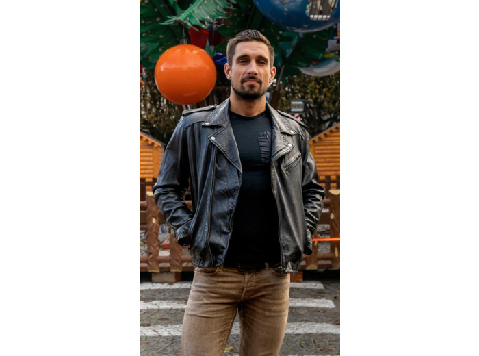 BERT 8787 Perfecto homme cuir agneau noir