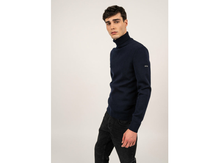 Pull col roulé Bretagne uni, en laine