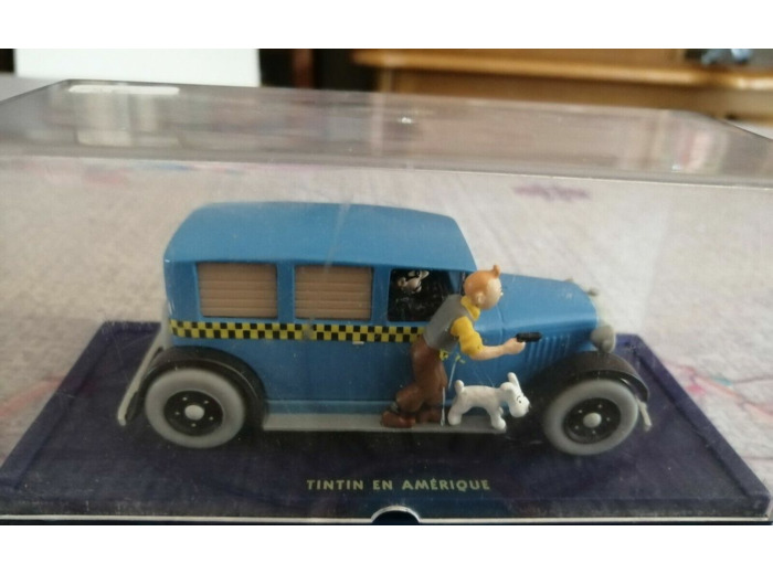 TAXI CHECKER TINTIN EN AMERIQUE BLEU 1/43 BOITE PLASTIQUE D'ORIGINE