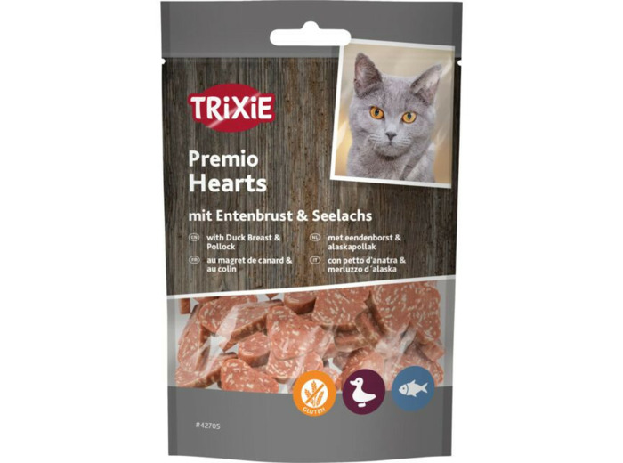 TRIXIE Premio, Hearts au canard & colin - 50g