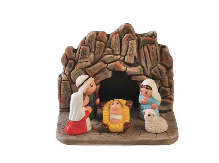 CRECHE en céramique BLOC 8x7cm- LOURDES