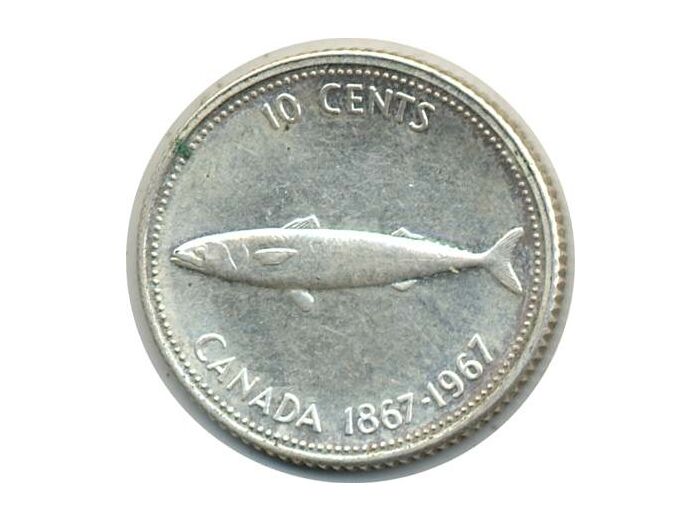 CANADA 10 CENT ELISABETH II 1967 TTB+(W67)