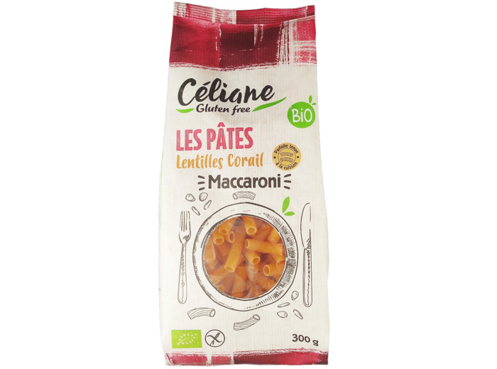Maccaroni Lentilles Corail Sans Gluten Bio 300g
